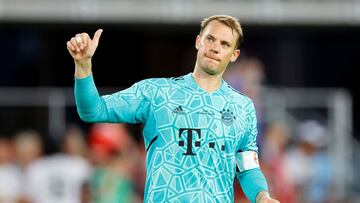WASHINGTON, DC - JULY 20: Manuel Neuer of Bayern Munich reacts during the pre-season friendly match between DC United and Bayern Munich at Audi Field on July 20, 2022 in Washington, DC. Tim Nwachukwu/Getty Images/AFP
== FOR NEWSPAPERS, INTERNET, TELCOS & TELEVISION USE ONLY ==