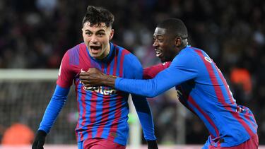 Pedri celebra un gol.