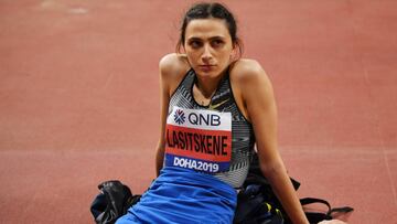 La saltadora de altura, Mariya Lasitskene, la estrella del atletismo ruso que compite bajo la bandera neutral.