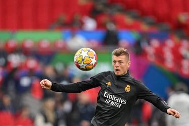 Toni Kroos durante la sesión de entrenamiento.