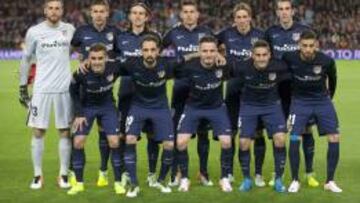 Formación del Atlético en el Camp Nou.