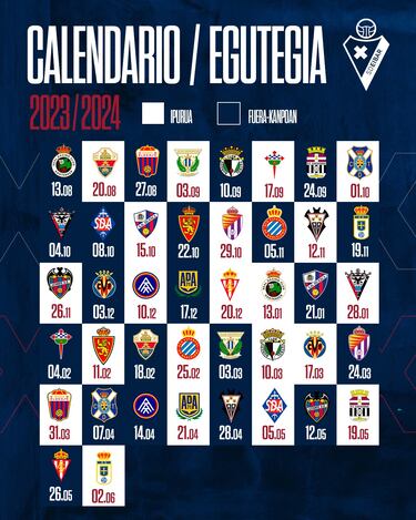 El Eibar arrancar y finalizar la temporada 2023/24 en el norte