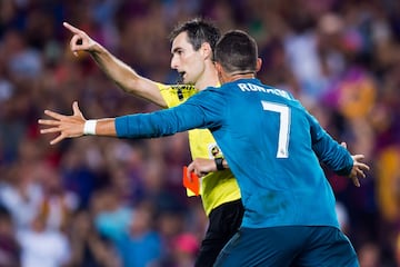 In a 3-1 Spanish Super Cup win at Barcelona last summer, Ronaldo was sent off for two yellows: one for taking off his shirt as he celebrated a goal, the other for what referee Ricardo de Burgos Bengoetxea deemed to be a dive in the Blaugrana box. After re