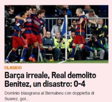 Diversos medios internacionales se pronunciaron así tras el 0-4 de los catalanes en el Santiago Bernabéu. ¡Todo se empieza a complicar en el entorno merengue.