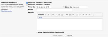 Aqu&iacute; es donde debes programar la respuesta dentro de Gmail