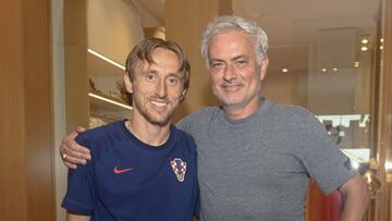 Modric y Mourinho, en Lisboa.