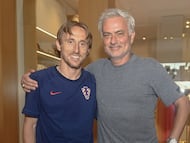 Modric y Mourinho, en Lisboa.