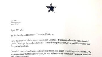 Dallas Cowboys honra con una carta a Gerardo Valtierra