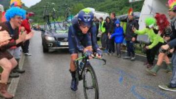 Andrey Amador, durante la crono.