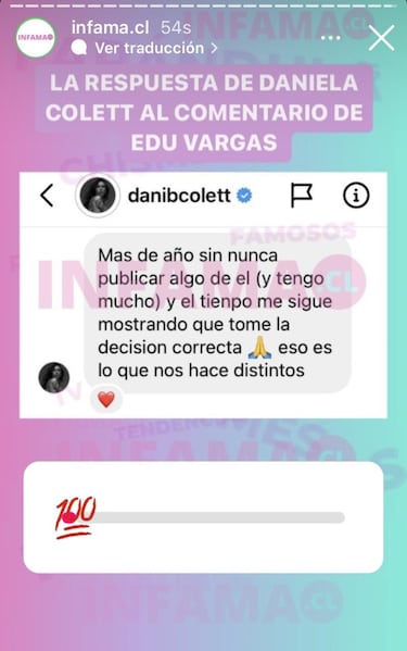 Daniela Colett se enteró de comentario de Edu Vargas y lo encara: “Más de un año sin nunca publicar algo de él...”