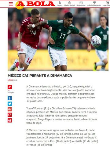 "México cae ante Dinamarca! 