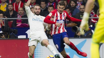 Lucas Hern&aacute;ndez y Carvajal en el Atl&eacute;tico de Madrid-Real Madrid primero del Wanda Metropolitano.