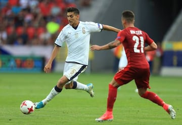 Lorenzo Pellegrini of Italy shoots during the UEFA European Under-21 Championship Group C match against the Czech Republic.