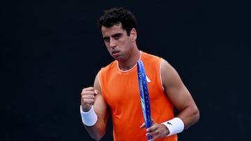 Jaume Munar, durante su partido contra Dalibor Svrcina en el Open de Australia.