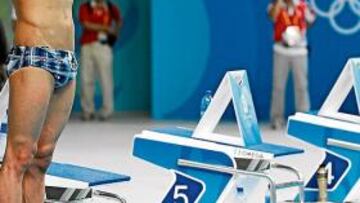 <b>MEDIÁTICO. </b>Phelps volvió a ser el centro de atención en las instalaciones de natación pequinesas.