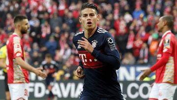 James Rodr&iacute;guez celebra su gol ante el Mainz en la Bundesliga