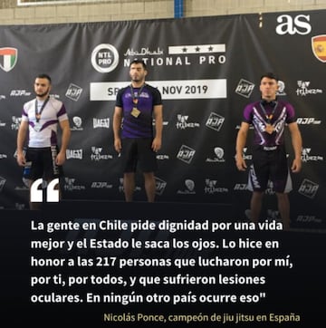 El deportista de jiu jitsu generó múltiples reacciones en redes sociales luego de celebrar su título en el Nacional de España con un parche en el ojo. En la semana siguiente, tras ser campeón en Inglaterra, repitió el homenaje.