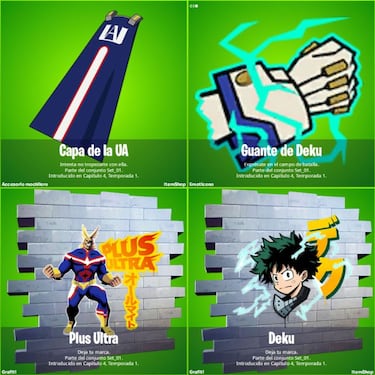 Fortnite x My Hero Academia: nuevas skins de Midoriya, Uraraka, Bakugo y All Might, Misiones y nueva arma Mítica