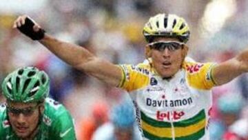 <b>POR POCO.</b>. El australiano ha impedido la tercera victoria de Boonen por escasos centímetros.