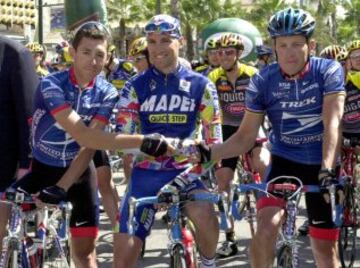 Roberto Heras, Stefano Garzelli  y Lance Armstrong, en la Semana Catalana de Ciclismo de 2001.