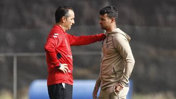 Oltra y Nano, en el entrenamiento del Tenerife.