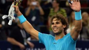 Rafa Nadal celebra su victoria ante Wawrinka.
