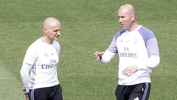 Pintus y Zidane en un entrenamiento