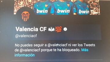 Imagen del bloque del Valencia a una cuenta de Twitter.