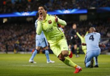 Celebración del gol de Luis Suárez. 0-1.