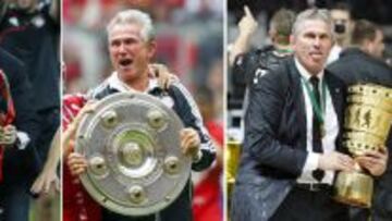 TRIPLETE. Heynckes posa con la Champions, la Bundesliga y la Copa, &eacute;sta &uacute;ltima ganada el s&aacute;bado.