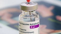 FILE PHOTO: A vial of Oxford/AstraZeneca&#039;s COVID-19 vaccine is seen at a vaccination centre in Antwerp, Belgium March 18, 2021. REUTERS/Yves Herman/File Photo