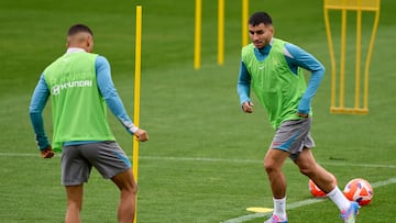 Correa, en la sesión del Atlético de esta mañana.