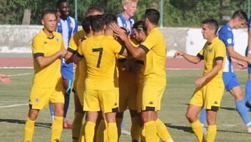 Los jugadores del H&eacute;rcules en un partido de pretemporada 