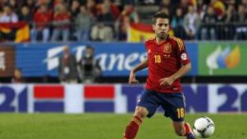 Jordi Alba durante un amistoso con Espa&ntilde;a.