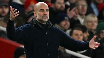 Pep Guardiola, entrenador del Manchester City, durante el partido ante el Arsenal.