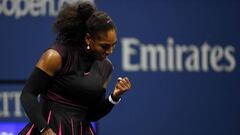 Serena Williams celebra un punto ante Ekaterina Makarova durante su partido en el US Open.