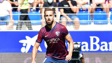 Jorge Pulido durante el pasado partido del Huesca frente al Fuenlabrada.