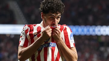 Soccer Football - UEFA Champions League - Play Off - Second Leg - Atletico Madrid v Club Brugge - Riyadh Air Metropolitano, Madrid, Spain - February 24, 2026 Atletico Madrid's Johnny Cardoso celebrates scoring their second goal REUTERS/Violeta Santos Moura