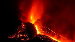 The Cumbre Vieja volcano continues to erupt on the Canary Island of La Palma, as seen from Tacande, Spain, October 9, 2021.