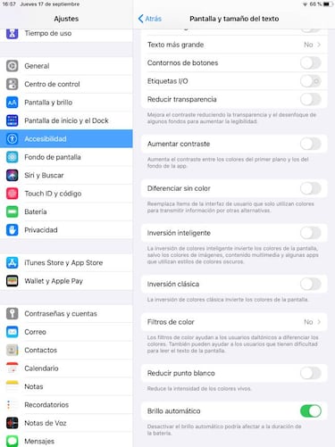 Cómo desactivar el brillo automático en iOS