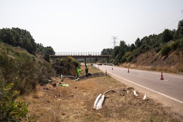 Vista del accidente de tráfico del jugador portugués del Liverpool, Diogo Jota, quien falleció en Zamora, España, el 3 de julio de 2025.