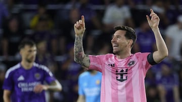 ORLANDO, FLORIDA - MARCH 01: Lionel Messi #10 of Inter Miami CF celebrates after scoring the team's second goal during the MLS match between Orlando City SC and Inter Miami CF at Inter&Co Stadium on March 01, 2026 in Orlando, Florida. Alex Menendez/Getty Images/AFP (Photo by Alex Menendez / GETTY IMAGES NORTH AMERICA / Getty Images via AFP)