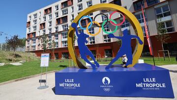 A general view shows the Olympic village "Olympium" during its inauguration ahead of the Paris 2024 Olympics, in Villeneuve d'Ascq near Lille in the north of France on June 24, 2024. The Olympic village "Olympium" has 495 rooms with a capacity of 550 beds and will accommodate the basketball and handball teams during the upcoming Paris 2024 Olympics. (Photo by DENIS CHARLET / AFP) (Photo by DENIS CHARLET/AFP via Getty Images)