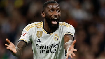 Antonio Rüdiger, central del Real Madrid, en el partido de LaLiga EA Sports contra el Granada.