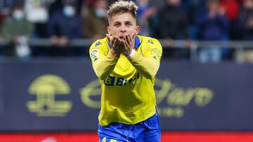 Alejo celebra su tanto ante el Espanyol.