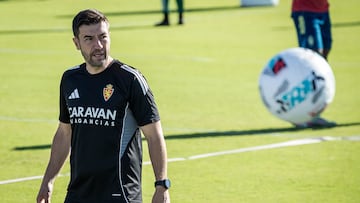 Gabi, durante un entrenamiento del Real Zaragoza.