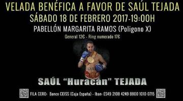 Cartel de la velada benéfica a favor de Saúl Tejada, para costear los gastos de su hospitalización.