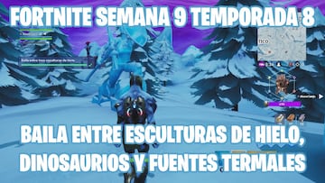 Fortnite Battle Royale - Desaf&iacute;o de la Semana 9 de la Temporada 8: Fase 1 de 3 - Baila entre tres esculturas de hielo