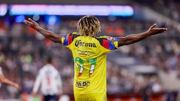 during the 9th round match between Monterrey and America as part of the Liga BBVA MX, Torneo Apertura 2025 at BBVA Bancomer Stadium, on September 20, 2025 in Monterrey, Nuevo Leon, Mexico.