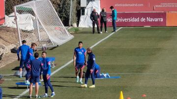 Reinildo, en su primera sesión con el Atético.